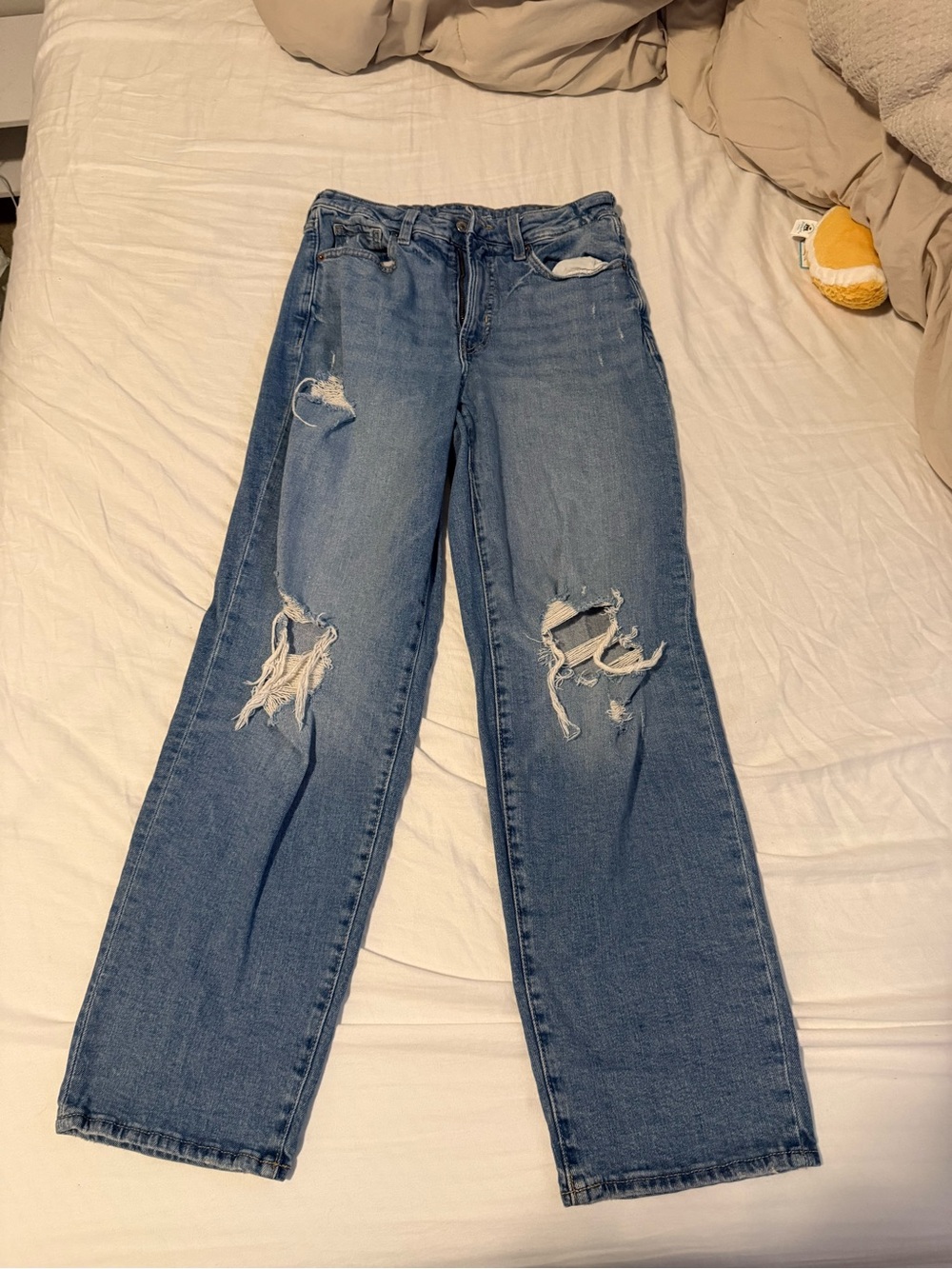 Old Navy Light Blue Distressed Flare Jeans